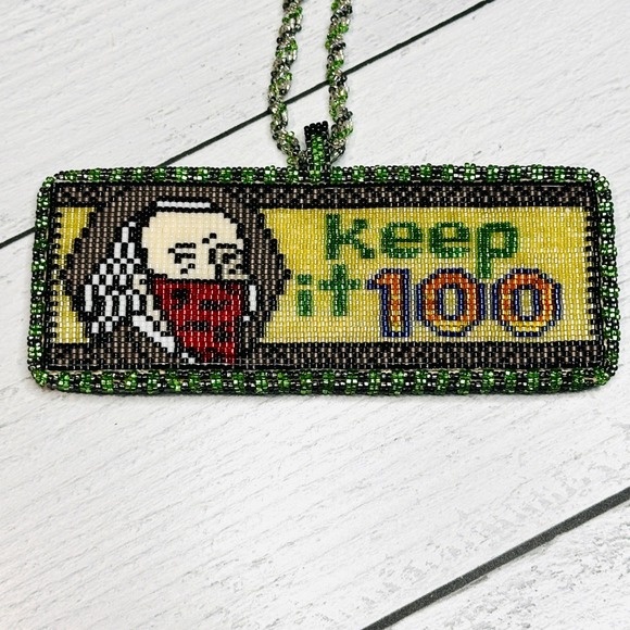 Keep It 100 Beaded Pendant Necklace Statement Native Amercan Made Medallion - Picture 10 of 11